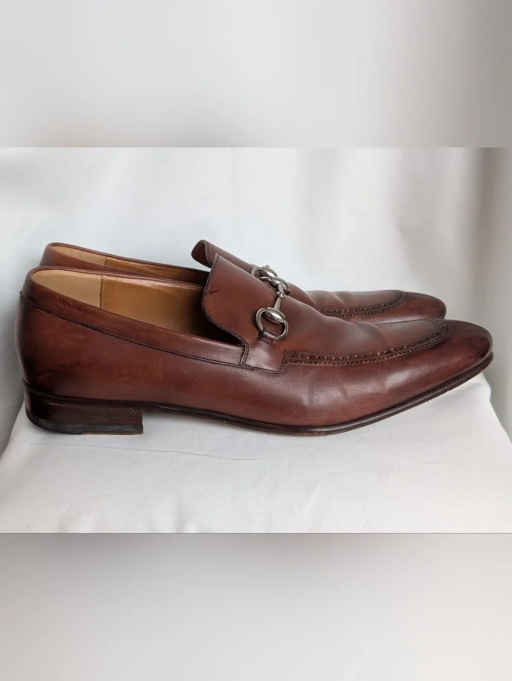 Gucci Brown Ombre Leather Horsebit Loafers Men's Size 10 Slip On Made in Italy